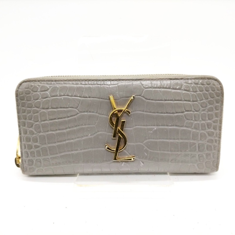 Saint Laurent Long Wallet Gray Leather
